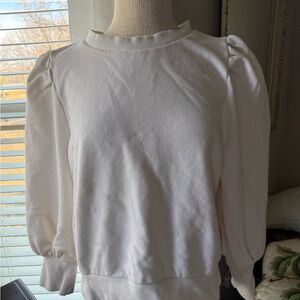 LOFT White Puff Sleeve Sweatshirt